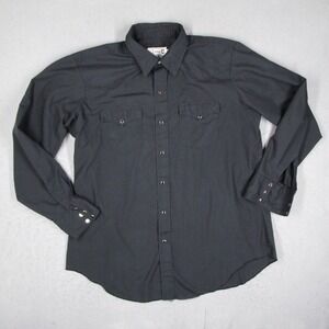 H Bar C California Ranchwear Men Black Western Pearl Snap Shirt Vintage 17.5 36